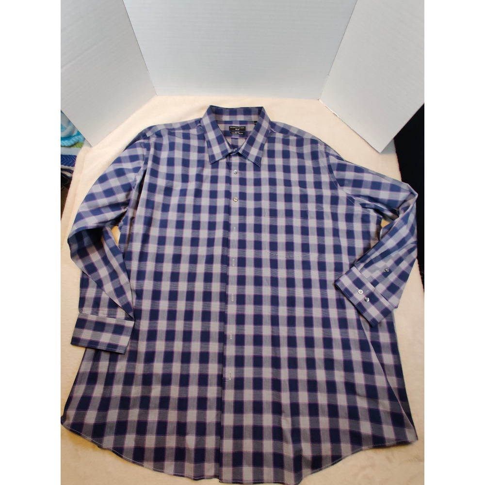 Shaquille O'Neal Shirt Men's Size 20 (34/35) Plaid Button Up Long Sleeve